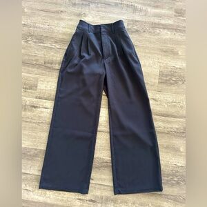 Abercrombie & Fitch Black Dress Pants High-Waisted Wide-Leg XS